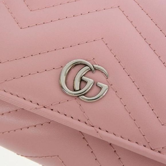 Gucci Wallet Bifold Outlet Leather GG Marmont Pink - Picture 5 of 5